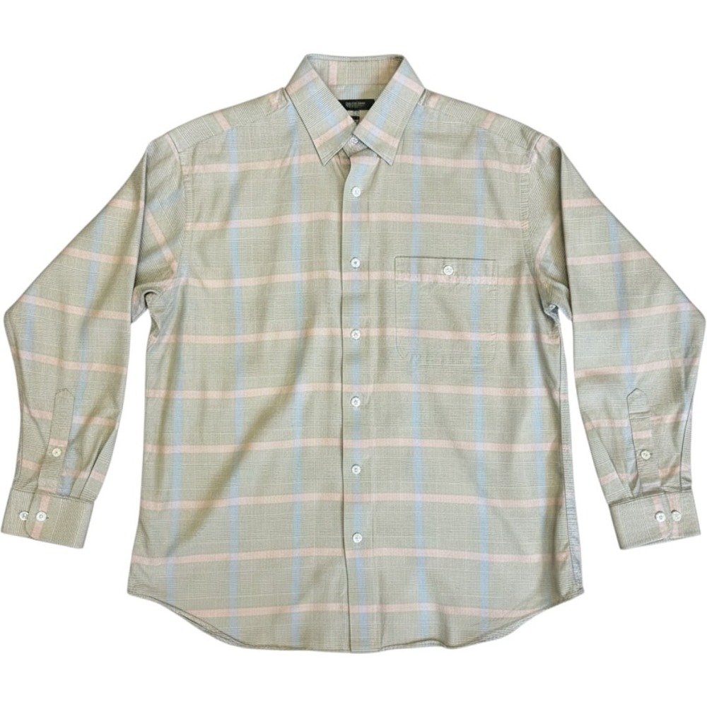 Orvis Signature Collection Charles F Orvis Plaid Silk Cotton Shirt XL Green Pink
